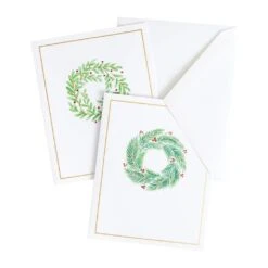 Wreath Assorted Gold Foil Boxed Cards -Stationery Shop caspari wreath assorted gold foil boxed cards 2