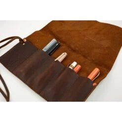 Pen Roll Leather 5 Pens 17 Pen Roll Leather 5 Pens -Stationery Shop charred embers oak pen roll leather 5 pens 7