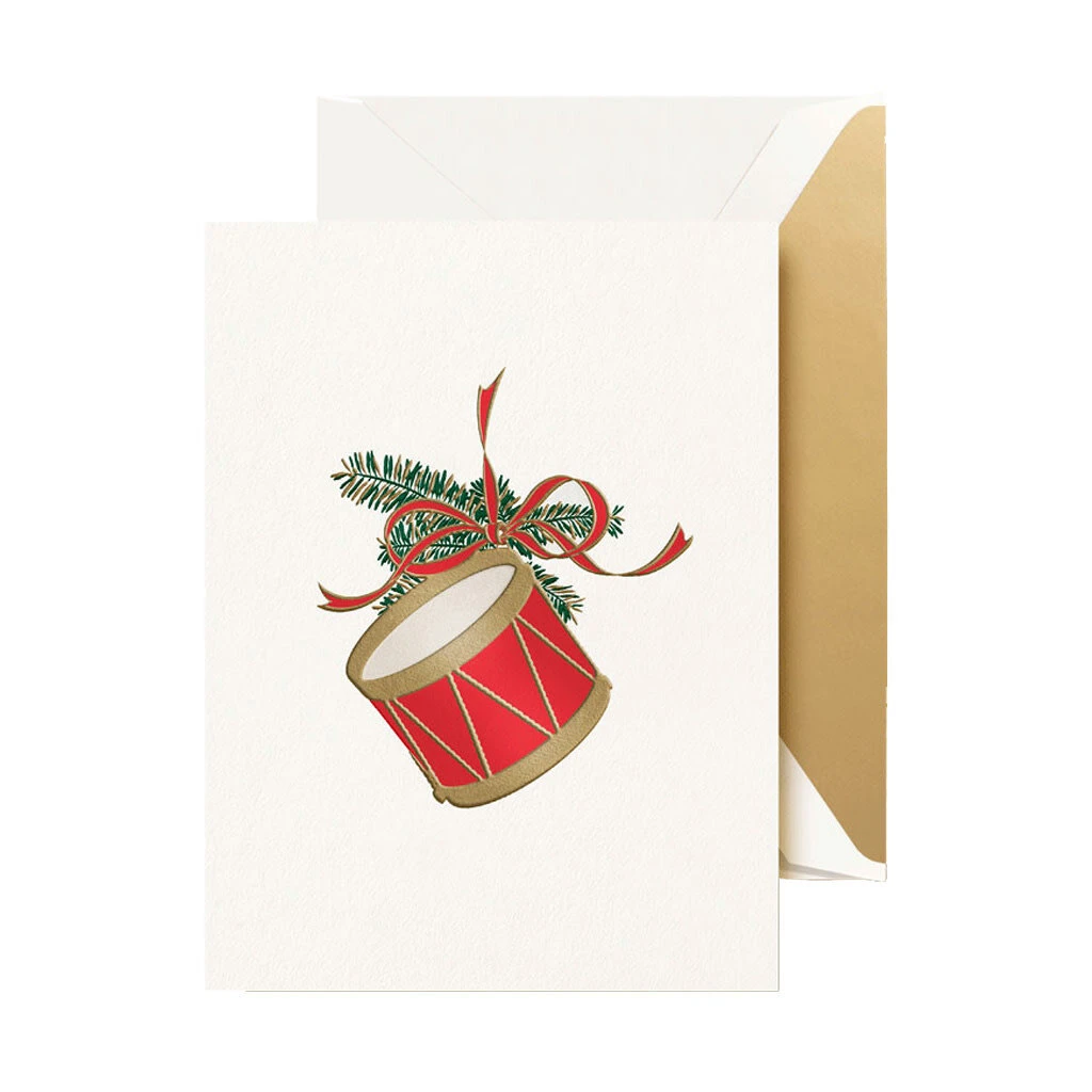 Crane Drum Ornament Engraved Cards Box Of 10 1 Crane Drum Ornament Engraved Cards Box Of 10