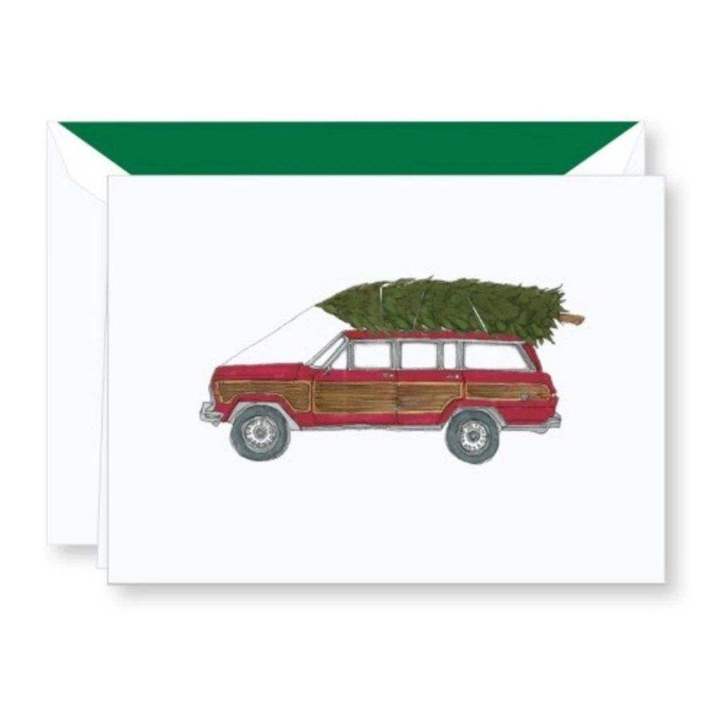 Crane Jeep With Tree Boxed Holiday Notes 1 Crane Jeep With Tree Boxed Holiday Notes