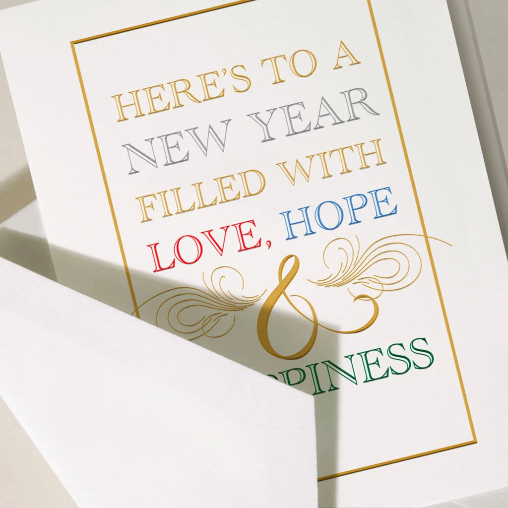 Crane New Year Wishes Engraved Cards Box Of 10 2 Crane New Year Wishes Engraved Cards Box Of 10 - Image 2