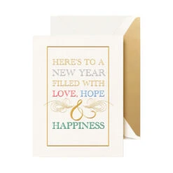 Crane New Year Wishes Engraved Cards Box Of 10