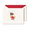 Crane Skiing Santa Engraved Card Set Of 10