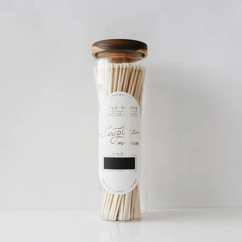 Simply White Fireplace Match Jar 2 Simply White Fireplace Match Jar - Image 2