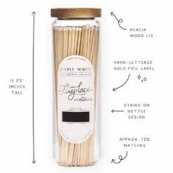 Simply White Fireplace Match Jar 7 Simply White Fireplace Match Jar -Stationery Shop frankie claude simply white fireplace match jar 2