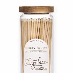 Simply White Fireplace Match Jar 8 Simply White Fireplace Match Jar -Stationery Shop frankie claude simply white fireplace match jar 3