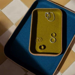 Kawabon Small Leather Tray - Golden Moss 5 Kawabon Small Leather Tray - Golden Moss -Stationery Shop graf lantz kawabon small leather tray golden moss 2