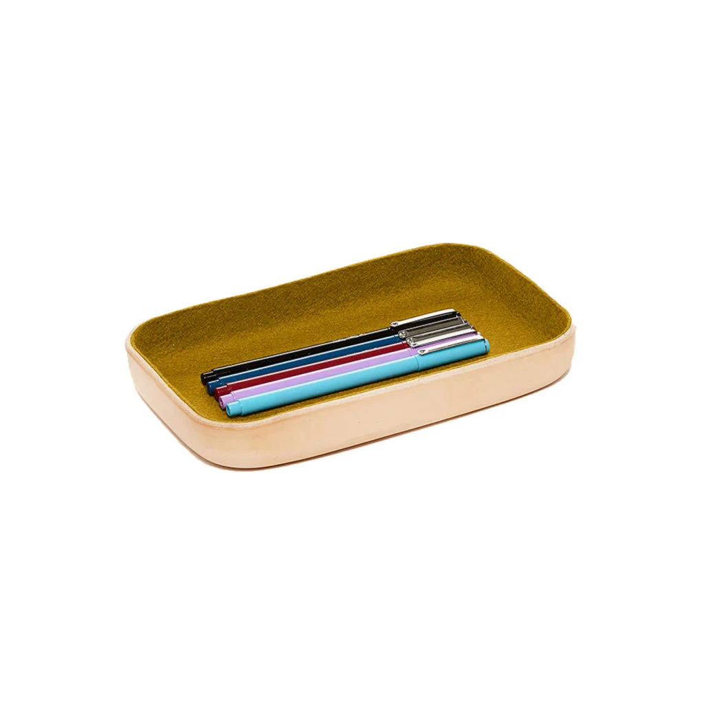 Kawabon Small Leather Tray - Golden Moss 1 Kawabon Small Leather Tray - Golden Moss