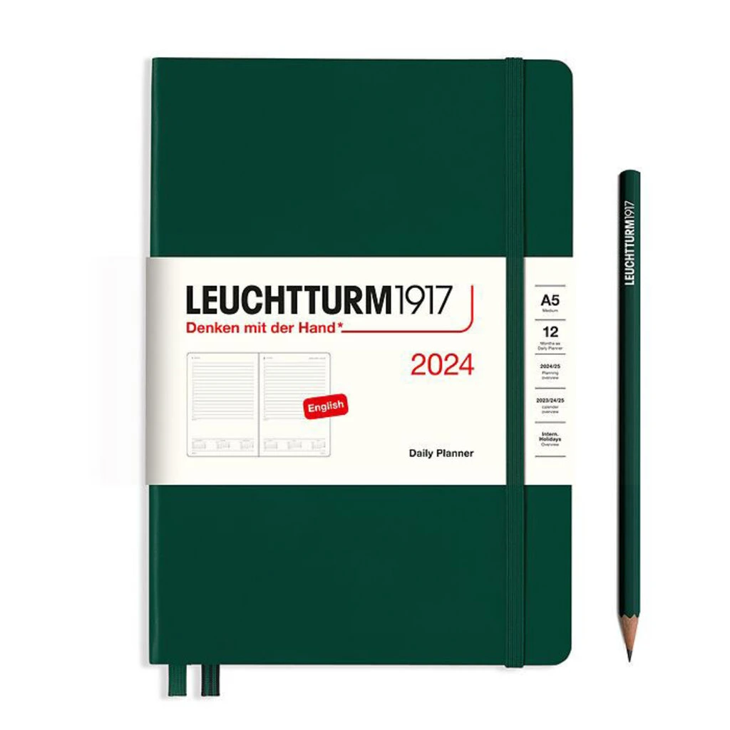 2024 A5 Daily Hardcover Planner - Forest Green 1 2024 A5 Daily Hardcover Planner - Forest Green