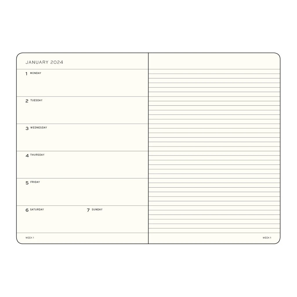 2024 A5 Weekly Hardcover Planner Notebook - Light Grey 2 2024 A5 Weekly Hardcover Planner Notebook - Light Grey - Image 2