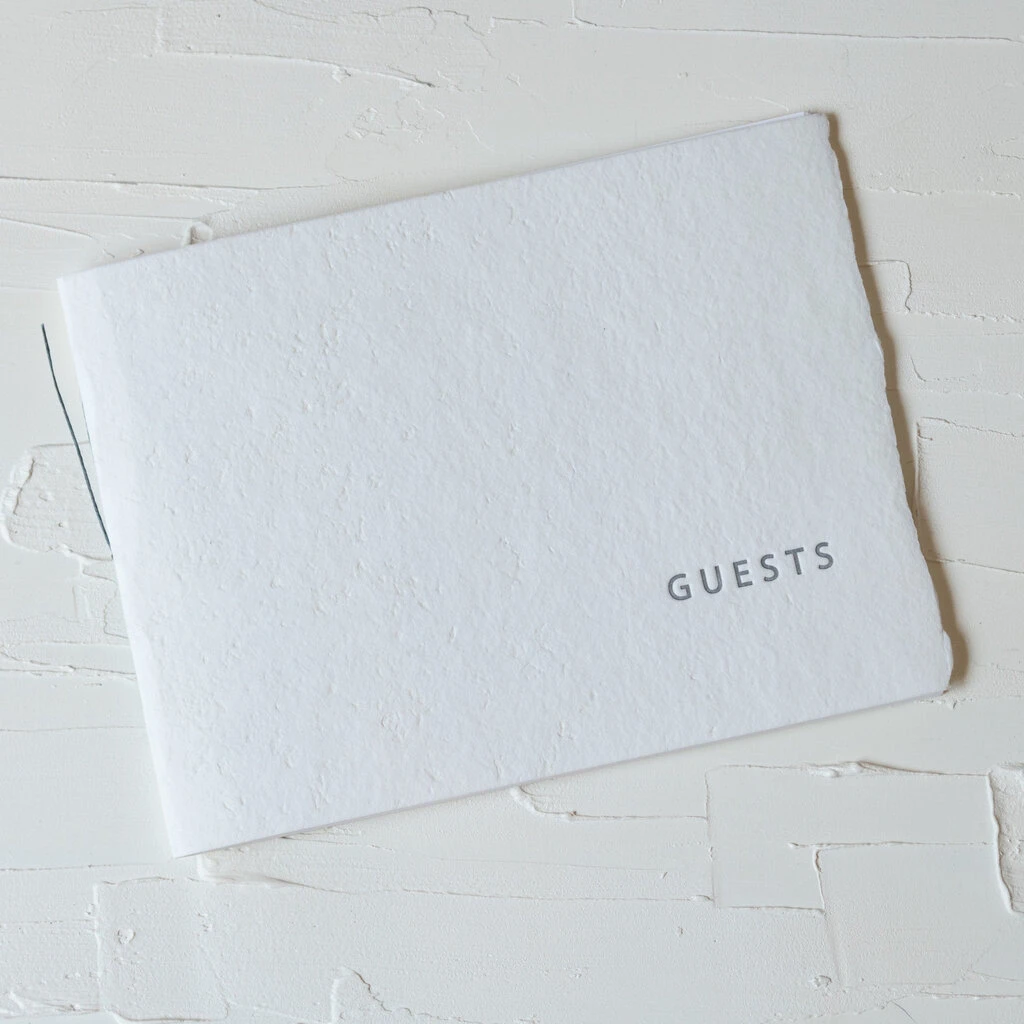 White Handmade Paper Letterpress Guest Book 2 White Handmade Paper Letterpress Guest Book - Image 2