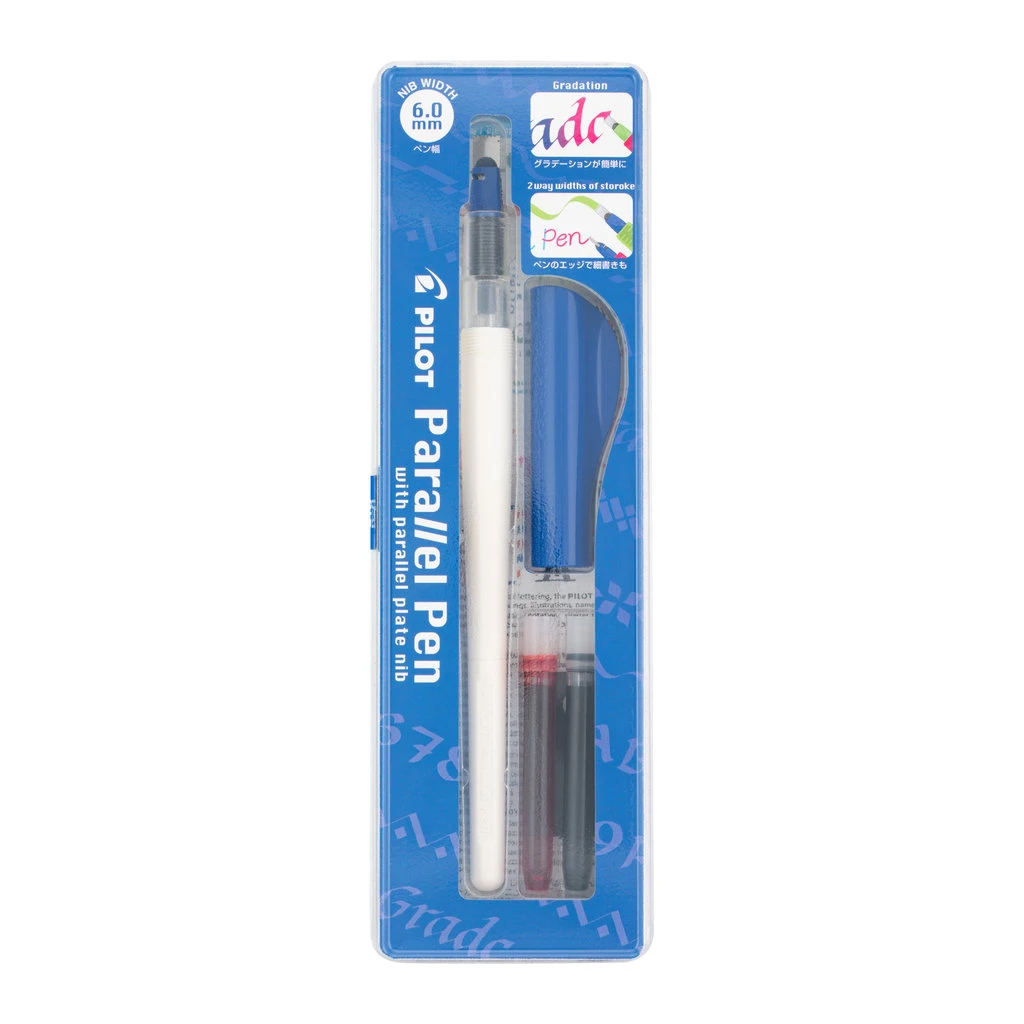 Pilot Parallel Pen Set - 6.0mm Nib Blue 3 Pilot Parallel Pen Set - 6.0mm Nib Blue - Image 3