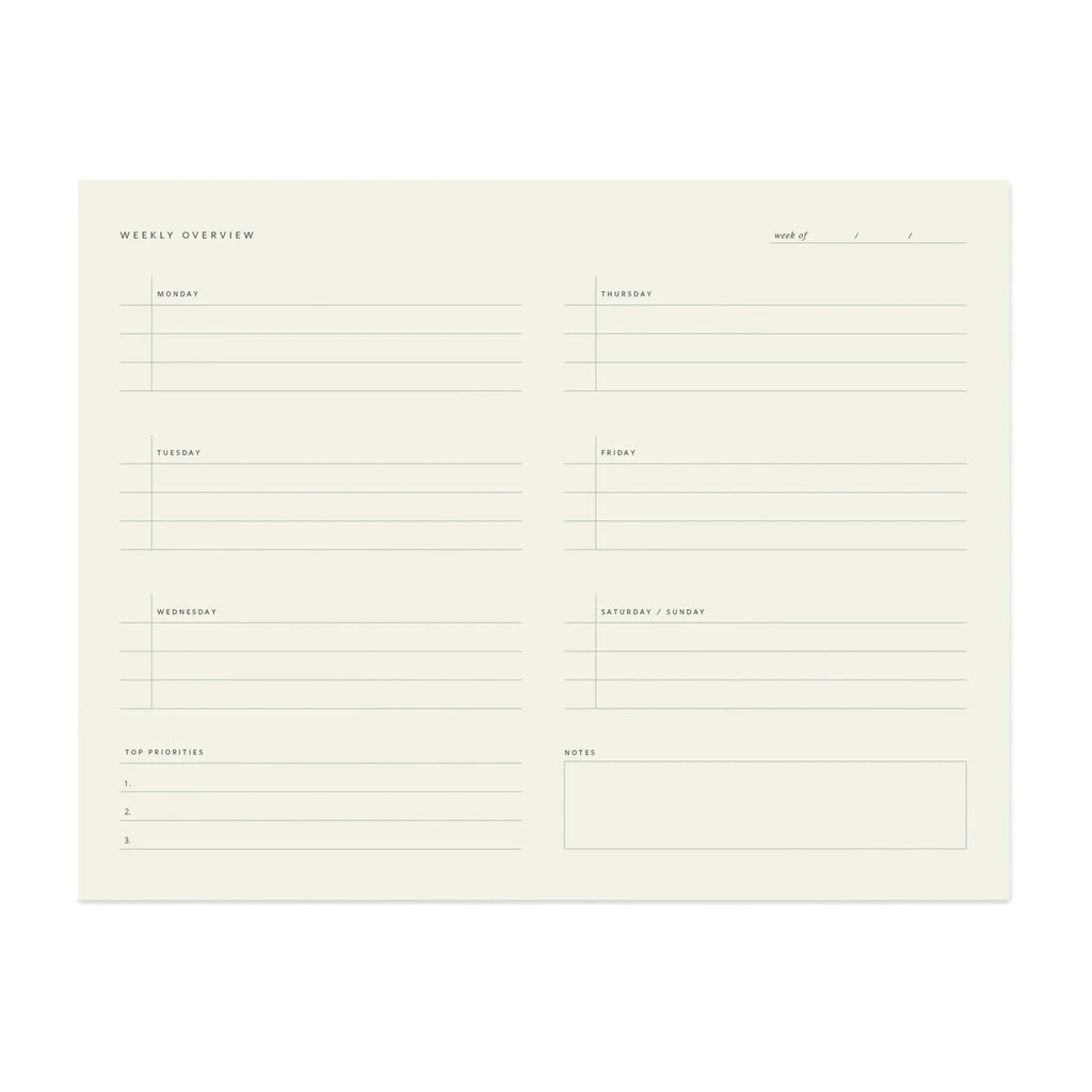 Weekly Overview Notepad 1 Weekly Overview Notepad