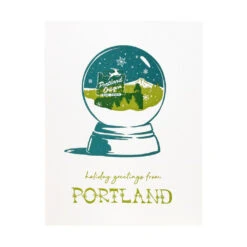 Portland Snow Globe Letterpress Cards Box Of 8